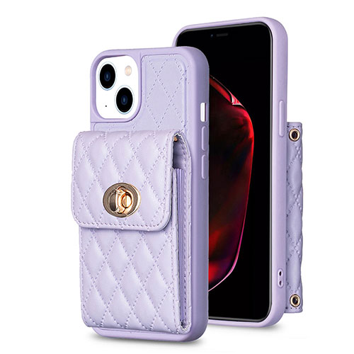 Soft Silicone Gel Leather Snap On Case Cover BF2 for Apple iPhone 14 Clove Purple