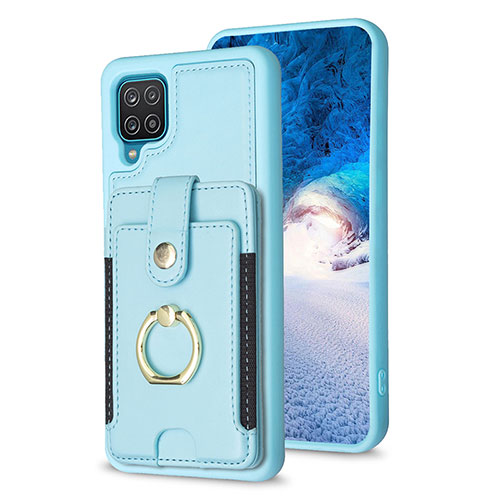 Soft Silicone Gel Leather Snap On Case Cover BF2 for Samsung Galaxy A12 Nacho Mint Blue