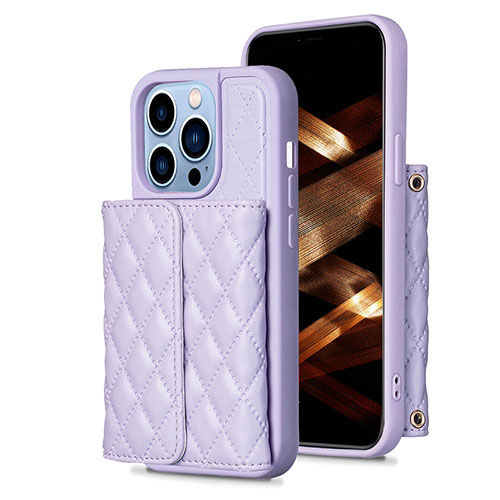 Soft Silicone Gel Leather Snap On Case Cover BF3 for Apple iPhone 14 Pro Max Clove Purple