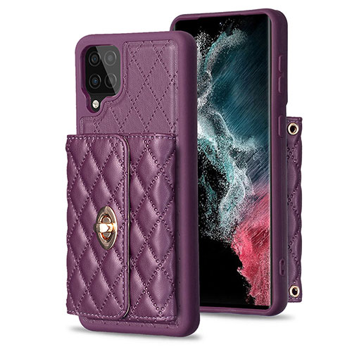 Soft Silicone Gel Leather Snap On Case Cover BF3 for Samsung Galaxy A12 Nacho Purple