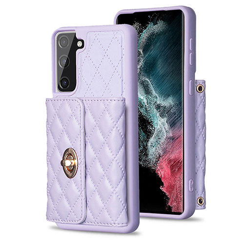 Soft Silicone Gel Leather Snap On Case Cover BF3 for Samsung Galaxy S21 FE 5G Clove Purple