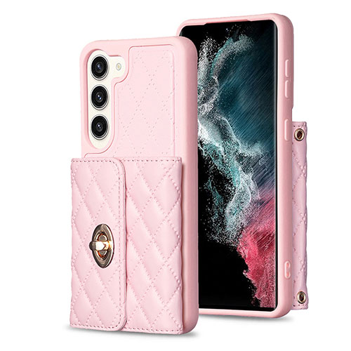 Soft Silicone Gel Leather Snap On Case Cover BF3 for Samsung Galaxy S23 Plus 5G Rose Gold