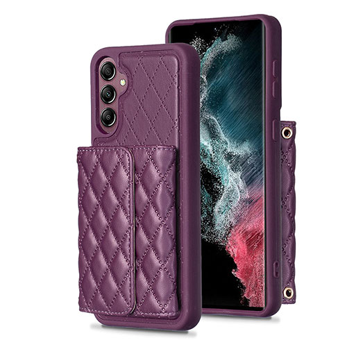 Soft Silicone Gel Leather Snap On Case Cover BF5 for Samsung Galaxy A14 5G Purple