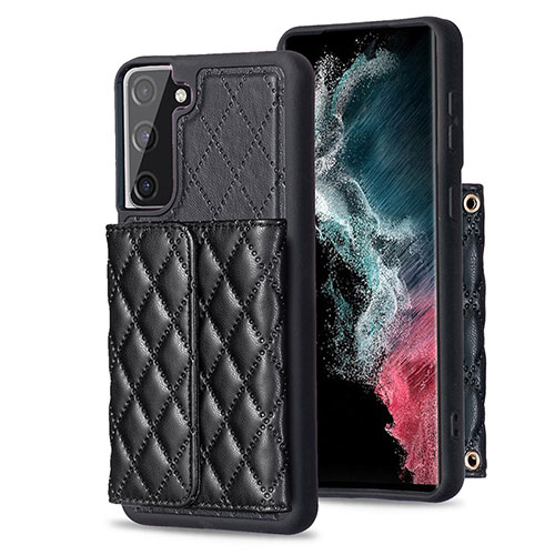 Soft Silicone Gel Leather Snap On Case Cover BF5 for Samsung Galaxy S21 FE 5G Black