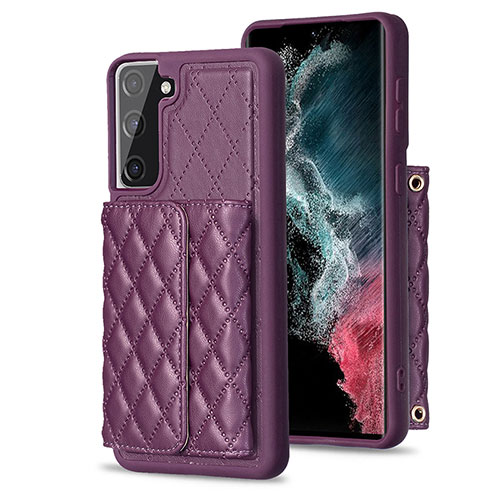 Soft Silicone Gel Leather Snap On Case Cover BF5 for Samsung Galaxy S21 FE 5G Purple