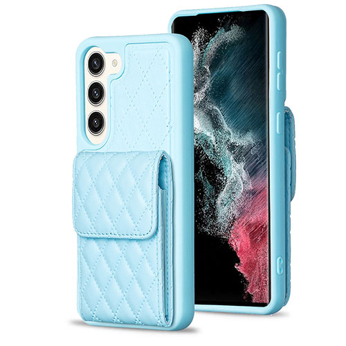 Soft Silicone Gel Leather Snap On Case Cover BF5 for Samsung Galaxy S23 5G Mint Blue