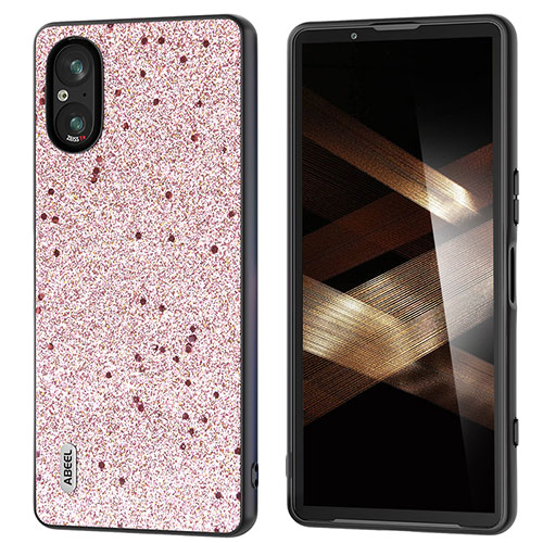 Soft Silicone Gel Leather Snap On Case Cover BH3 for Sony Xperia 5 V Rose Gold