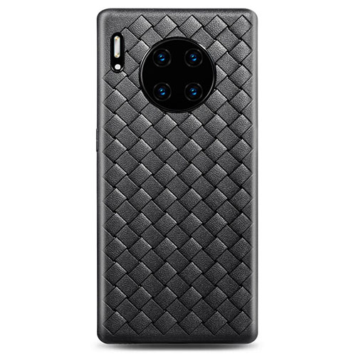 Soft Silicone Gel Leather Snap On Case Cover D01 for Huawei Mate 30 5G Black