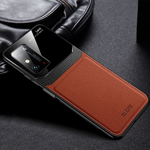 Soft Silicone Gel Leather Snap On Case Cover FL1 for Huawei Honor X10 Max 5G Brown