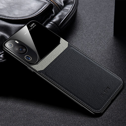 Soft Silicone Gel Leather Snap On Case Cover FL1 for Huawei P60 Art Black