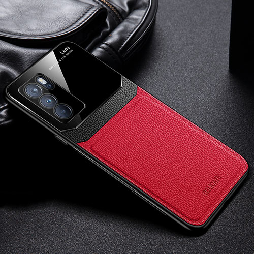Soft Silicone Gel Leather Snap On Case Cover FL1 for Oppo Reno6 Pro 5G India Red
