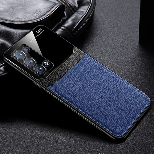 Soft Silicone Gel Leather Snap On Case Cover FL1 for Oppo Reno6 Pro+ Plus 5G Blue