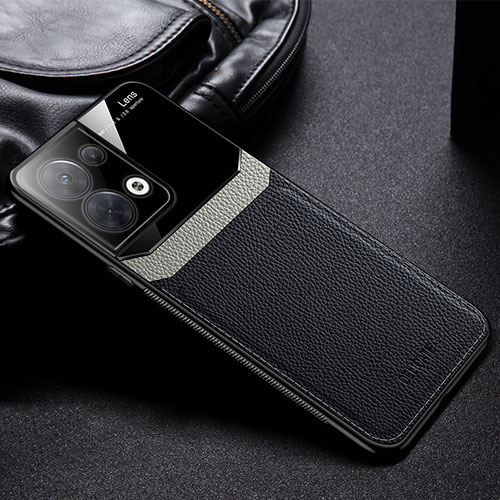 Soft Silicone Gel Leather Snap On Case Cover FL1 for Oppo Reno9 5G Black