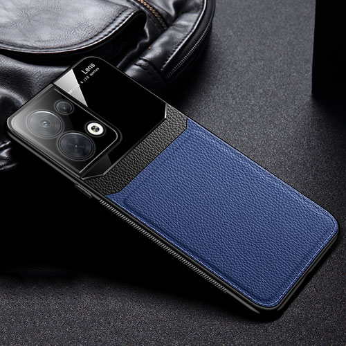 Soft Silicone Gel Leather Snap On Case Cover FL1 for Oppo Reno9 5G Blue