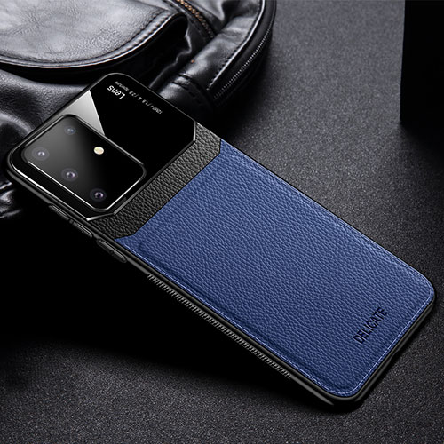 Soft Silicone Gel Leather Snap On Case Cover FL1 for Samsung Galaxy A81 Blue