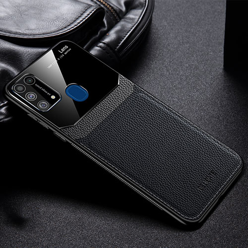 Soft Silicone Gel Leather Snap On Case Cover FL1 for Samsung Galaxy M21s Black