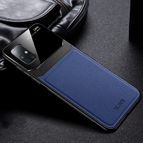 Soft Silicone Gel Leather Snap On Case Cover FL1 for Samsung Galaxy M40S Blue