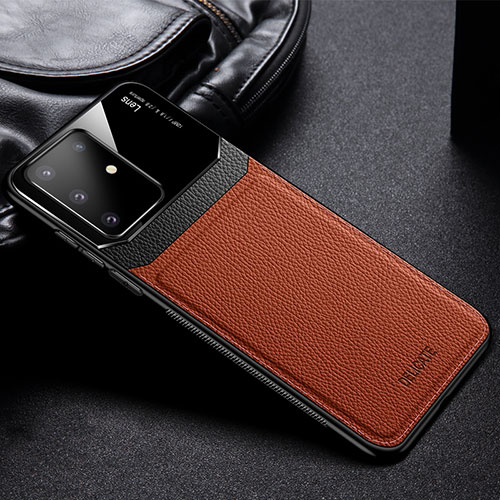 Soft Silicone Gel Leather Snap On Case Cover FL1 for Samsung Galaxy Note 10 Lite Brown