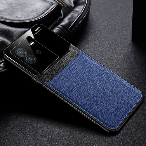 Soft Silicone Gel Leather Snap On Case Cover FL1 for Vivo iQOO Neo6 SE 5G Blue