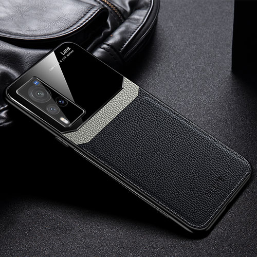 Soft Silicone Gel Leather Snap On Case Cover FL1 for Vivo X60 Pro 5G Black