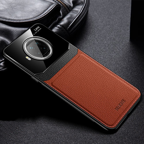 Soft Silicone Gel Leather Snap On Case Cover FL1 for Xiaomi Mi 10T Lite 5G Brown