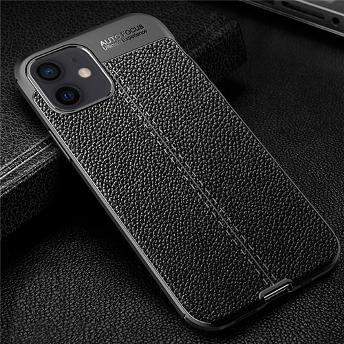 Soft Silicone Gel Leather Snap On Case Cover for Apple iPhone 12 Black