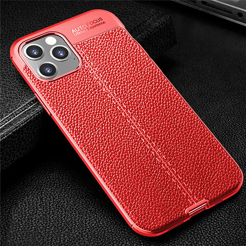 Soft Silicone Gel Leather Snap On Case Cover for Apple iPhone 12 Max Red