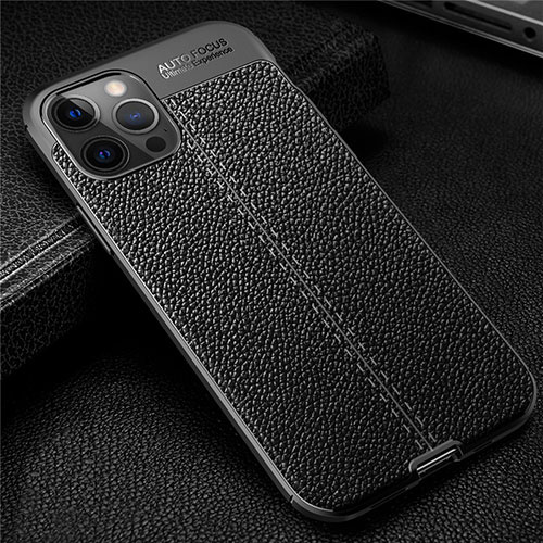 Soft Silicone Gel Leather Snap On Case Cover for Apple iPhone 12 Pro Max Black
