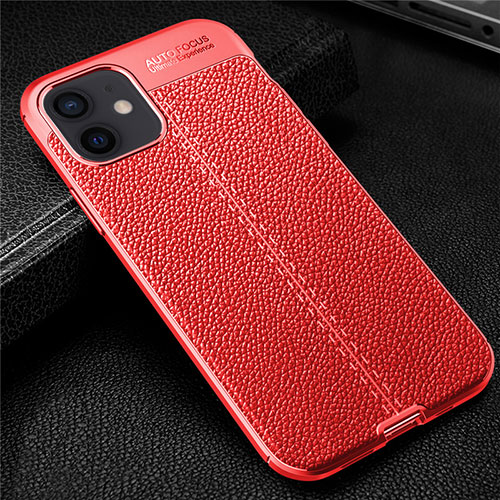 Soft Silicone Gel Leather Snap On Case Cover for Apple iPhone 12 Red