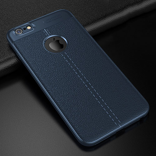 Soft Silicone Gel Leather Snap On Case Cover for Apple iPhone 6 Plus Blue
