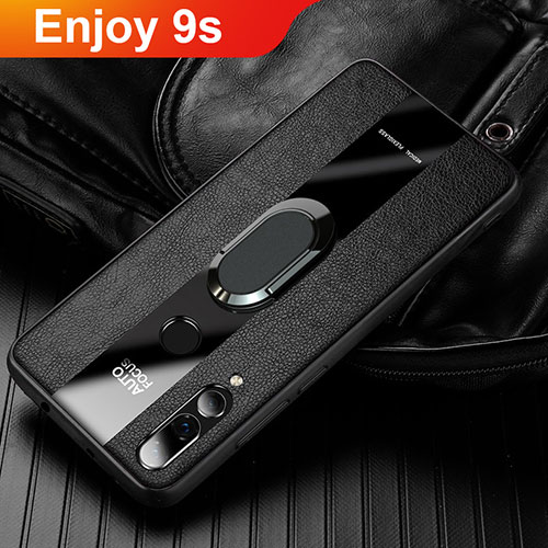 Soft Silicone Gel Leather Snap On Case Cover for Huawei Enjoy 9s Black