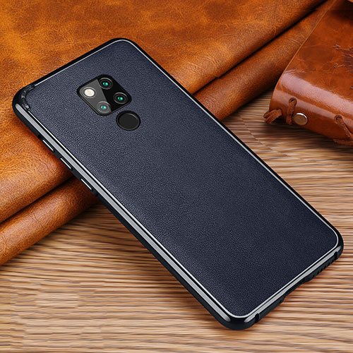 Soft Silicone Gel Leather Snap On Case Cover for Huawei Mate 20 X 5G Blue