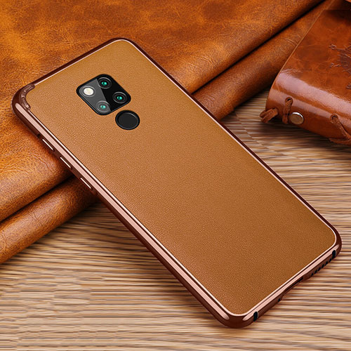 Soft Silicone Gel Leather Snap On Case Cover for Huawei Mate 20 X Brown