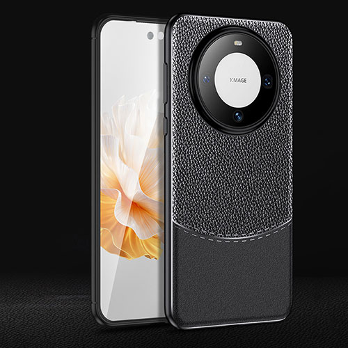 Soft Silicone Gel Leather Snap On Case Cover for Huawei Mate 60 Pro Black