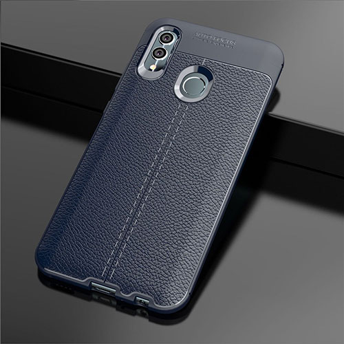 Soft Silicone Gel Leather Snap On Case Cover for Huawei P Smart (2019) Blue