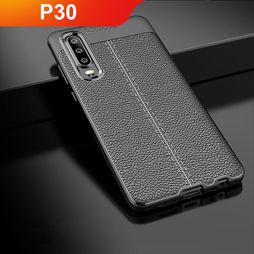 Soft Silicone Gel Leather Snap On Case Cover for Huawei P30 Black