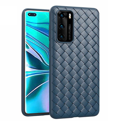 Soft Silicone Gel Leather Snap On Case Cover for Huawei P40 Blue