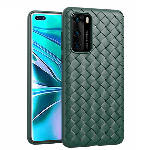 Soft Silicone Gel Leather Snap On Case Cover for Huawei P40 Green