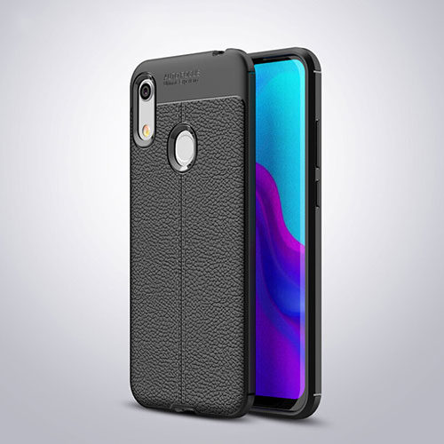 Soft Silicone Gel Leather Snap On Case Cover for Huawei Y6 Pro (2019) Black