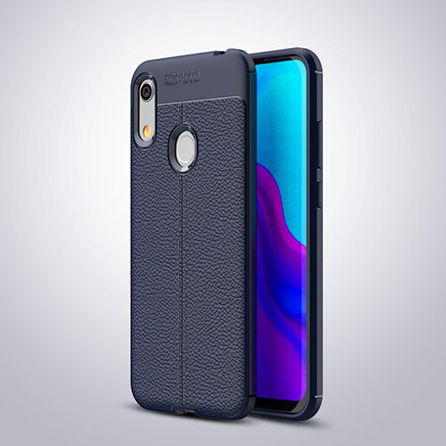 Soft Silicone Gel Leather Snap On Case Cover for Huawei Y6 Pro (2019) Blue