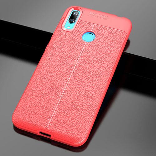 Soft Silicone Gel Leather Snap On Case Cover for Huawei Y7 Pro (2019) Red