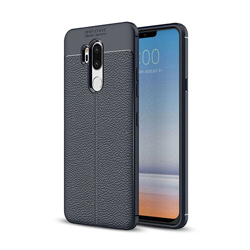 Soft Silicone Gel Leather Snap On Case Cover for LG G7 Blue