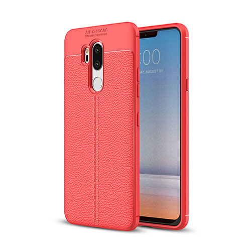Soft Silicone Gel Leather Snap On Case Cover for LG G7 Red