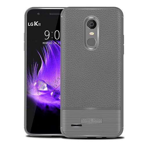 Soft Silicone Gel Leather Snap On Case Cover for LG K11 Gray
