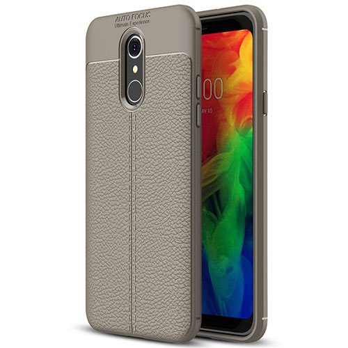 Soft Silicone Gel Leather Snap On Case Cover for LG Q7 Gray