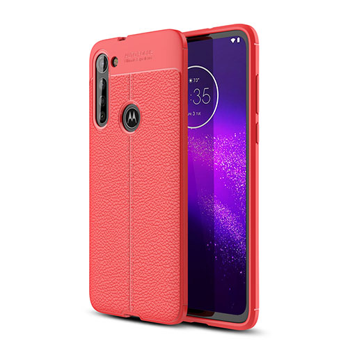Soft Silicone Gel Leather Snap On Case Cover for Motorola Moto G8 Power Red