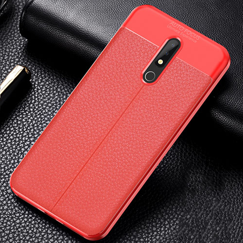 Soft Silicone Gel Leather Snap On Case Cover for Nokia X5 Red