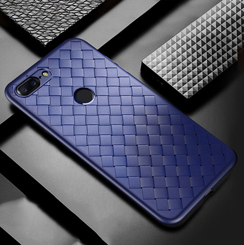 Soft Silicone Gel Leather Snap On Case Cover for OnePlus 5T A5010 Blue