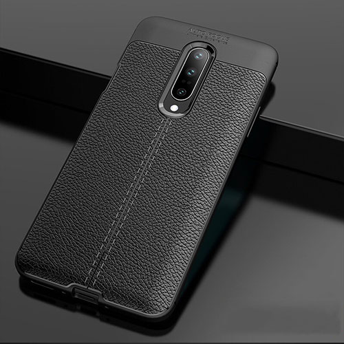 Soft Silicone Gel Leather Snap On Case Cover for OnePlus 7 Pro Black