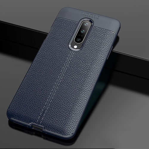 Soft Silicone Gel Leather Snap On Case Cover for OnePlus 7 Pro Blue